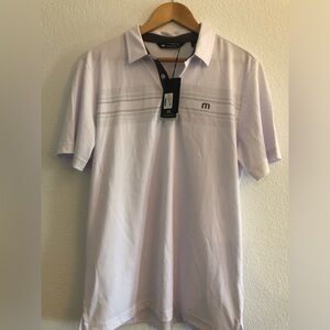 Travis Matthew White Polo - Monterey chest stripe - size Large